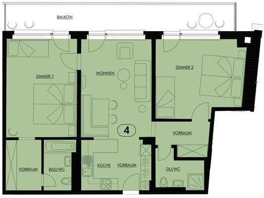 3 Zimmerwohnung Quer Wohnung 4